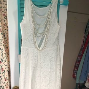 Lulu Precious Pearls White Lace Backless Dress